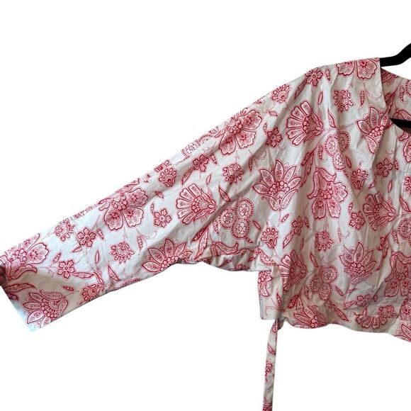 Saunders Collective- Red & White Frederique Crop Top Dolman Long Sleeve, Size 14 - Picture 6 of 15